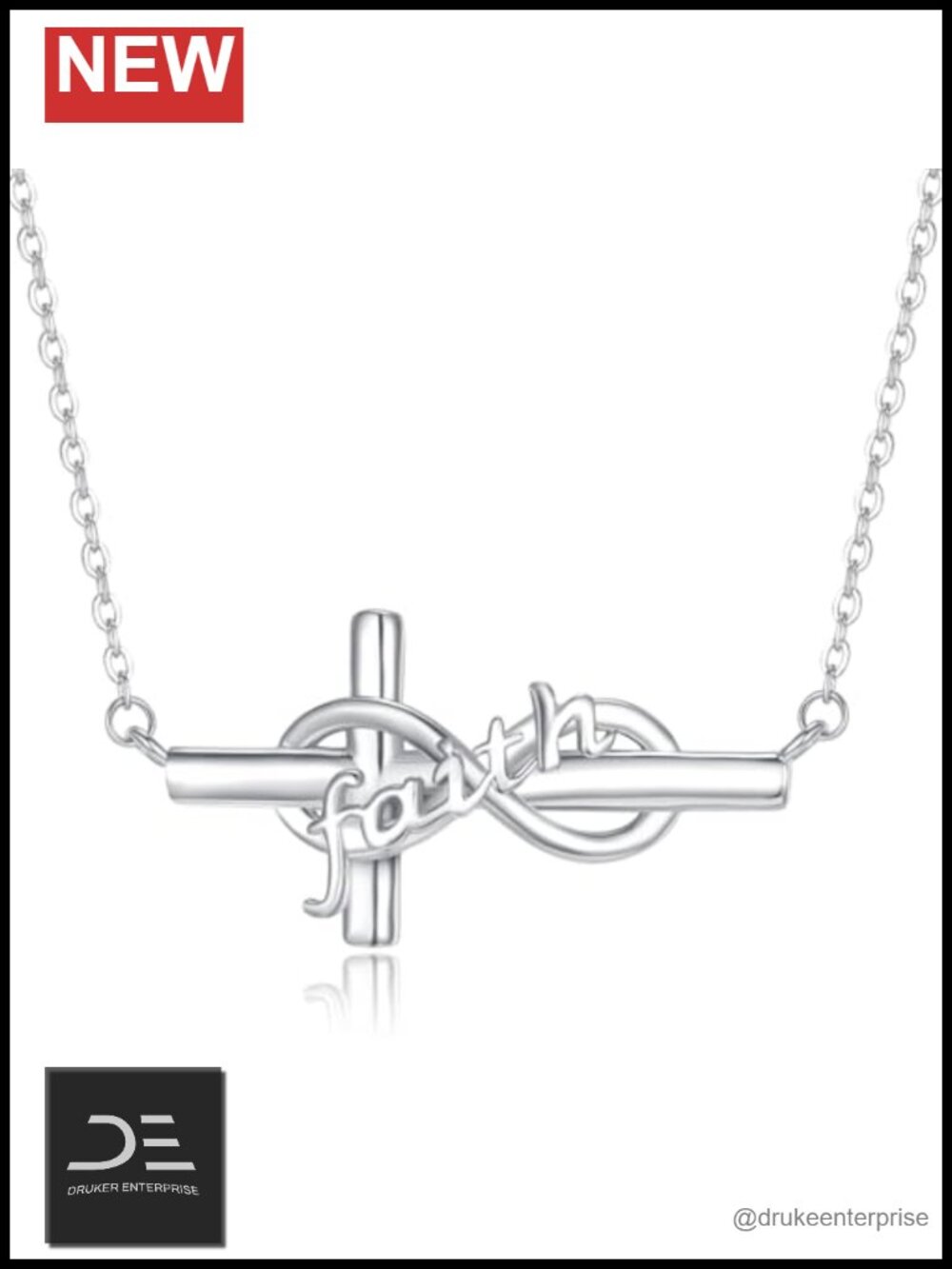 925 Sterling Silver Cross Infinity Necklace Christian Pendant Jewelry for Women